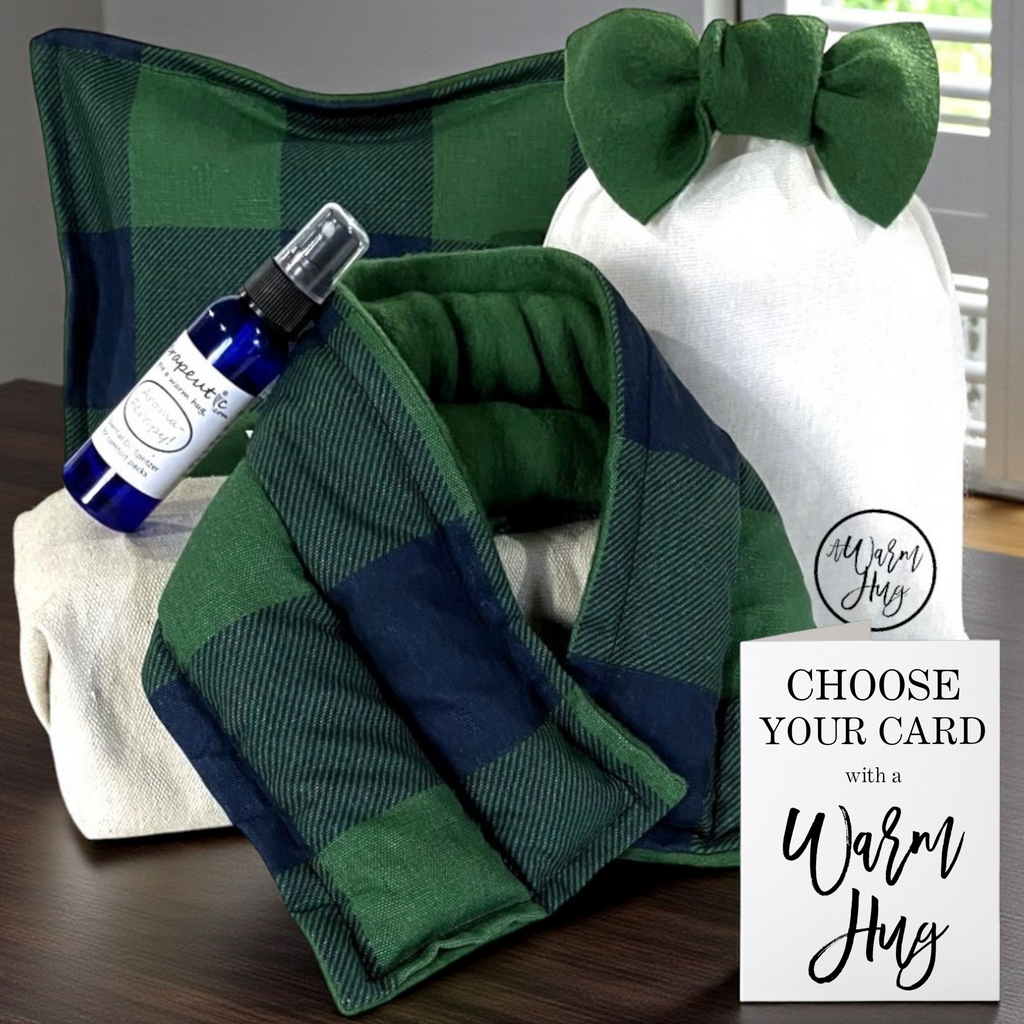 Sometimes You Need A Warm Hug,  Generic Unisex Microwave Heating Pads Gift Set, Green Plaid