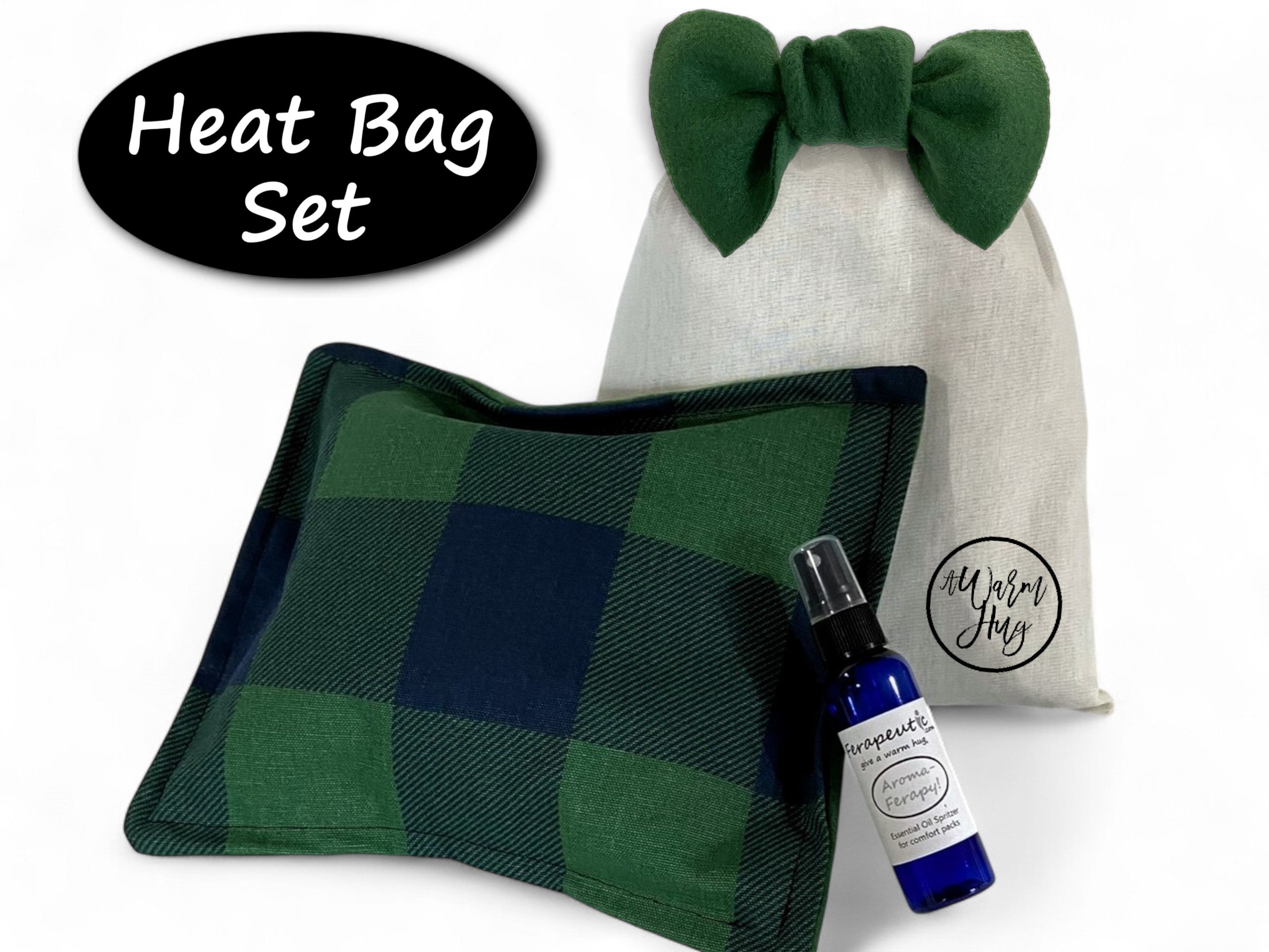 Sometimes You Need A Warm Hug,  Generic Unisex Microwave Heating Pads Gift Set, Green Plaid