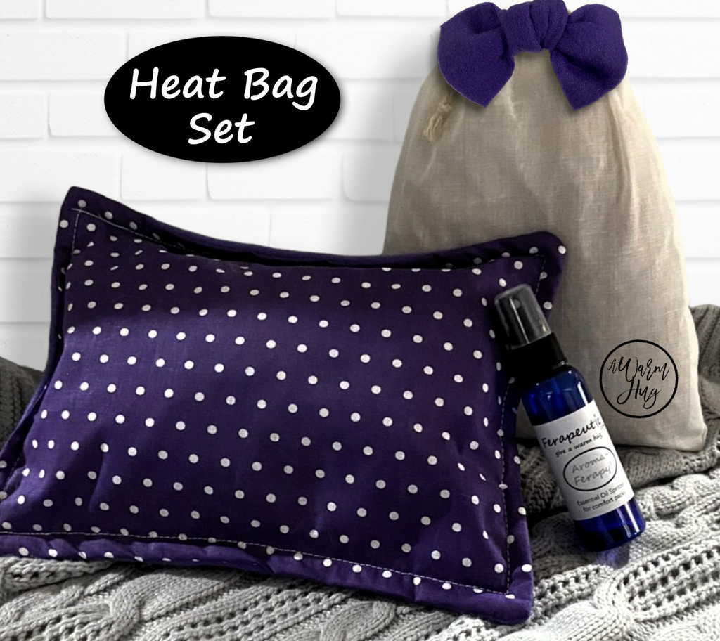 A Warm Hug Gift Set, Hot and Cold Pack Care Package for Missing You, Get Well, Birthday and More, Purple Fabric