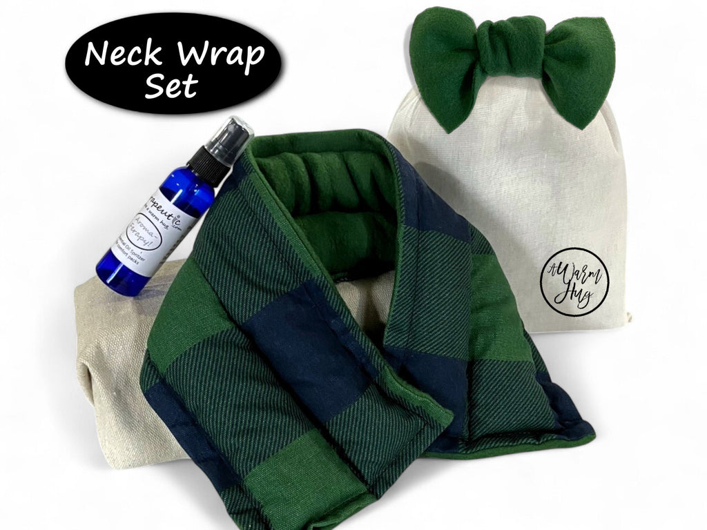 Sometimes You Need A Warm Hug,  Generic Unisex Microwave Heating Pads Gift Set, Green Plaid