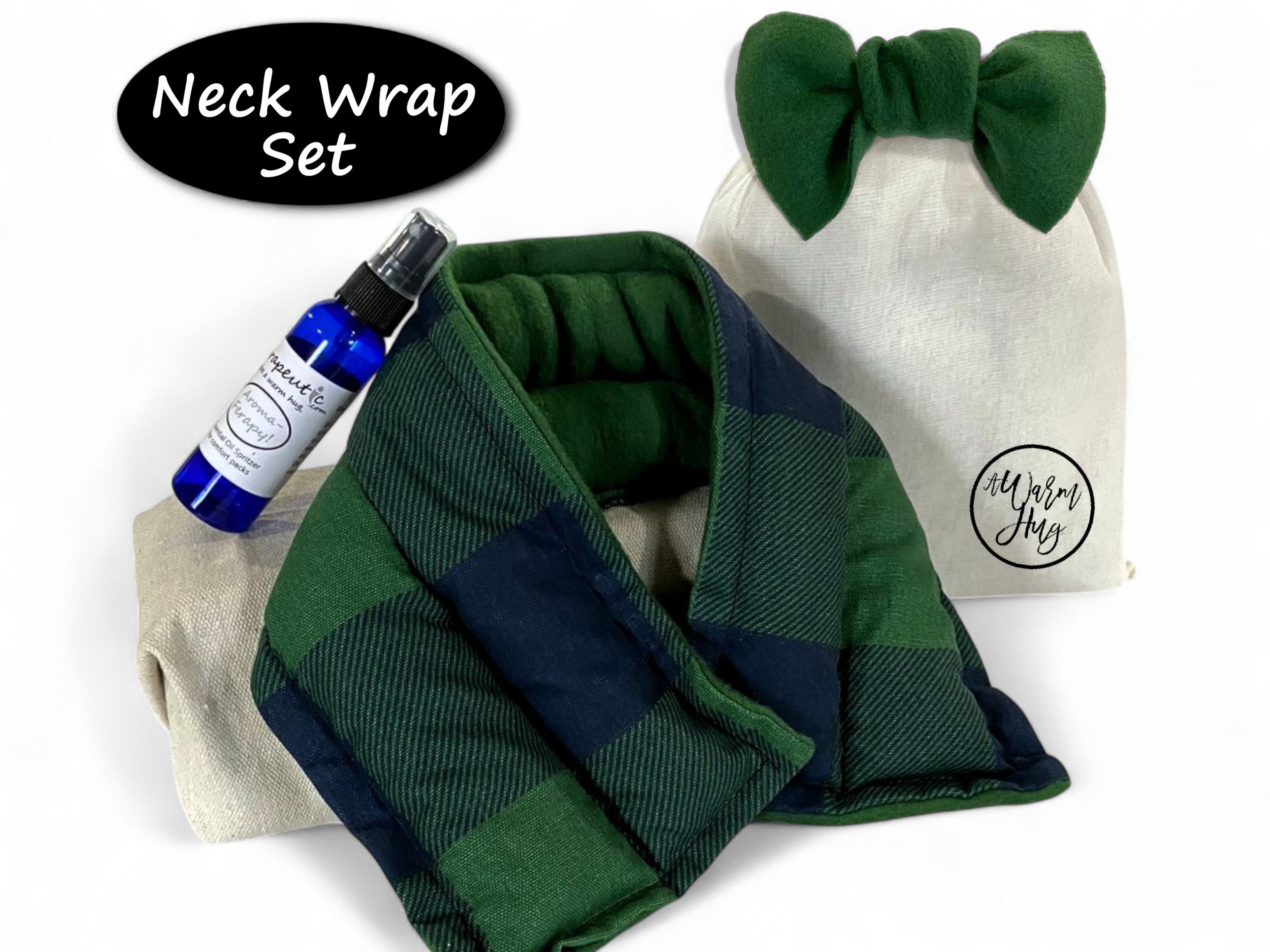 Sometimes You Need A Warm Hug,  Generic Unisex Microwave Heating Pads Gift Set, Green Plaid