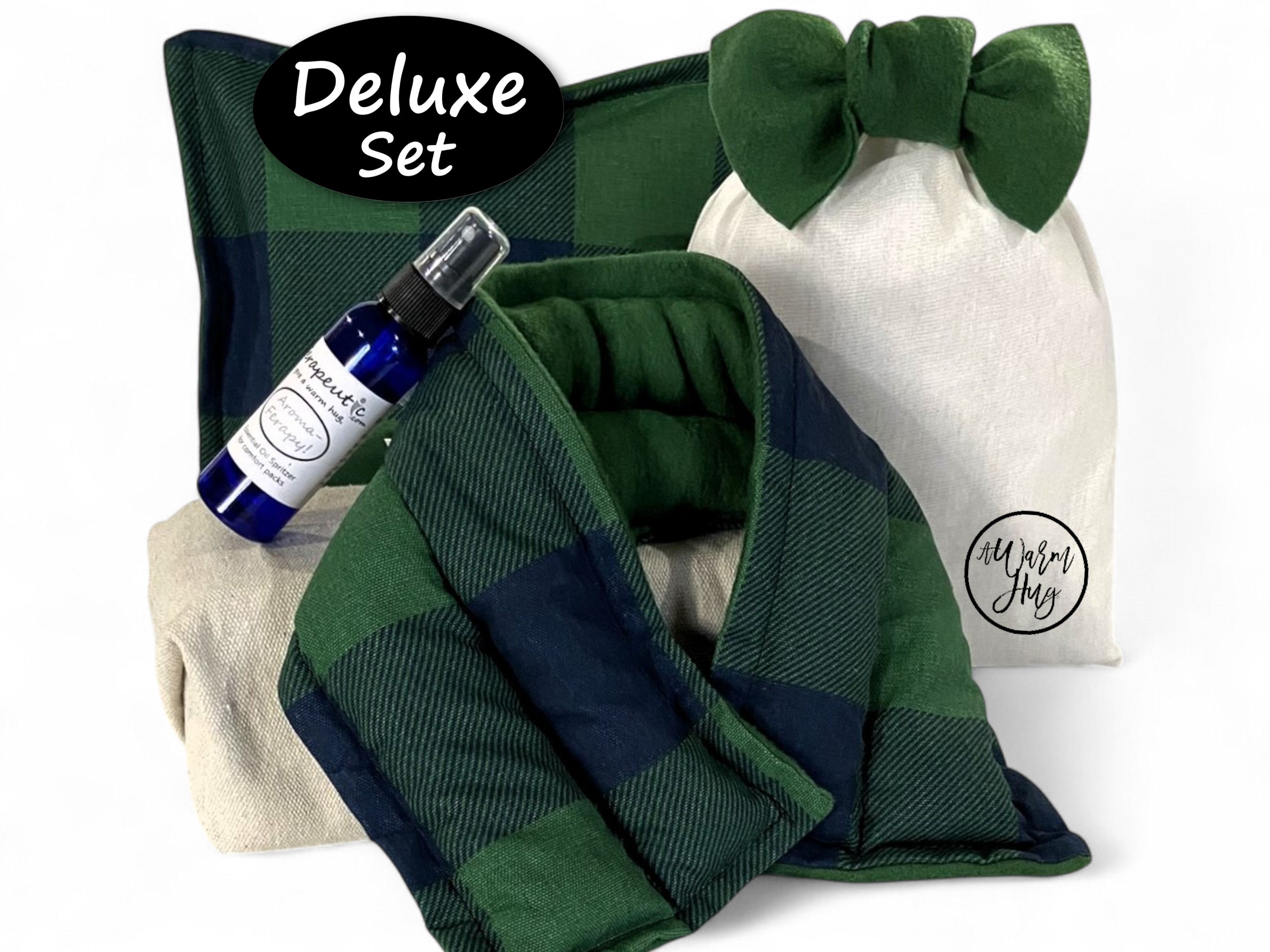 Sometimes You Need A Warm Hug,  Generic Unisex Microwave Heating Pads Gift Set, Green Plaid