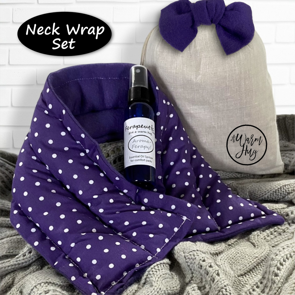 A Warm Hug Gift Set, Hot and Cold Pack Care Package for Missing You, Get Well, Birthday and More, Purple Fabric